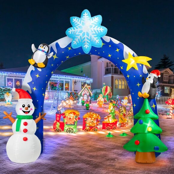 🆕10FT Christmas Inflatables Winter Snowman Arch LED Yard Outdoor Decorations - Picture 3 of 8